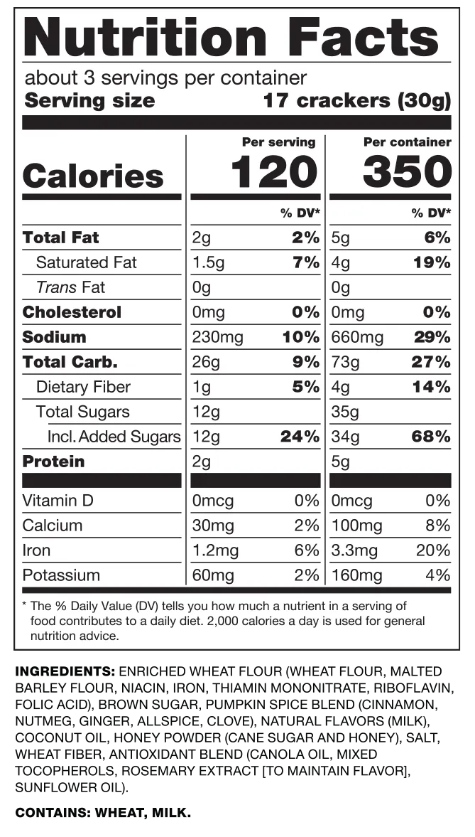 34 Degrees Pumpkin Spice Sweet Crisps Nutrition Facts