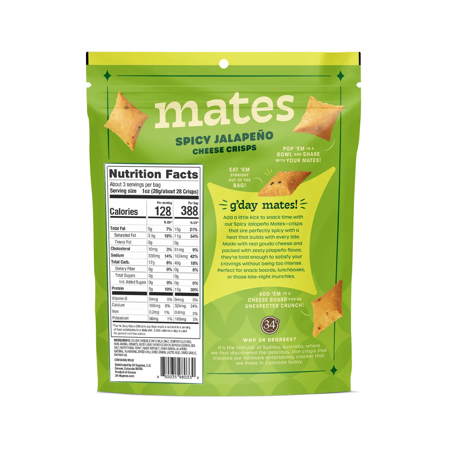 34 Degrees Spicy Jalapeño Mates back of pack